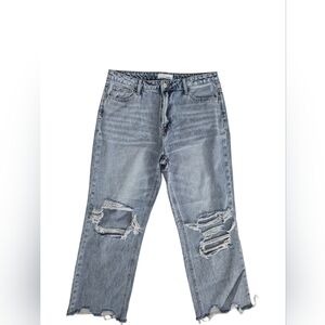 Vervet 90s Vintage Crop Straight Distressed Blue Women's Relaxed